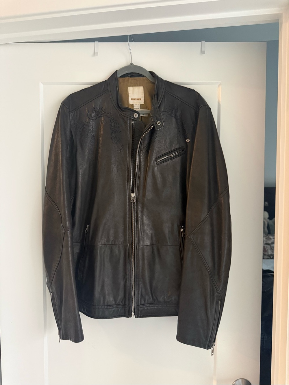 DIESEL Leprando Leather Jacket Size XL